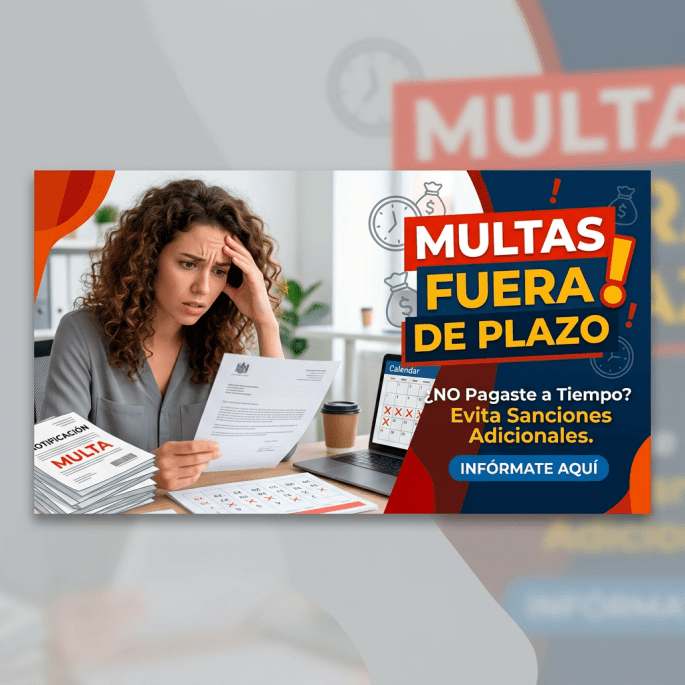 Worried woman reading a letter with overdue fine notices and marked calendars.